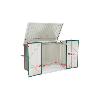 6x3ft Charcoal Black/Green/Grey Lockable Steel Garden Storage Shed