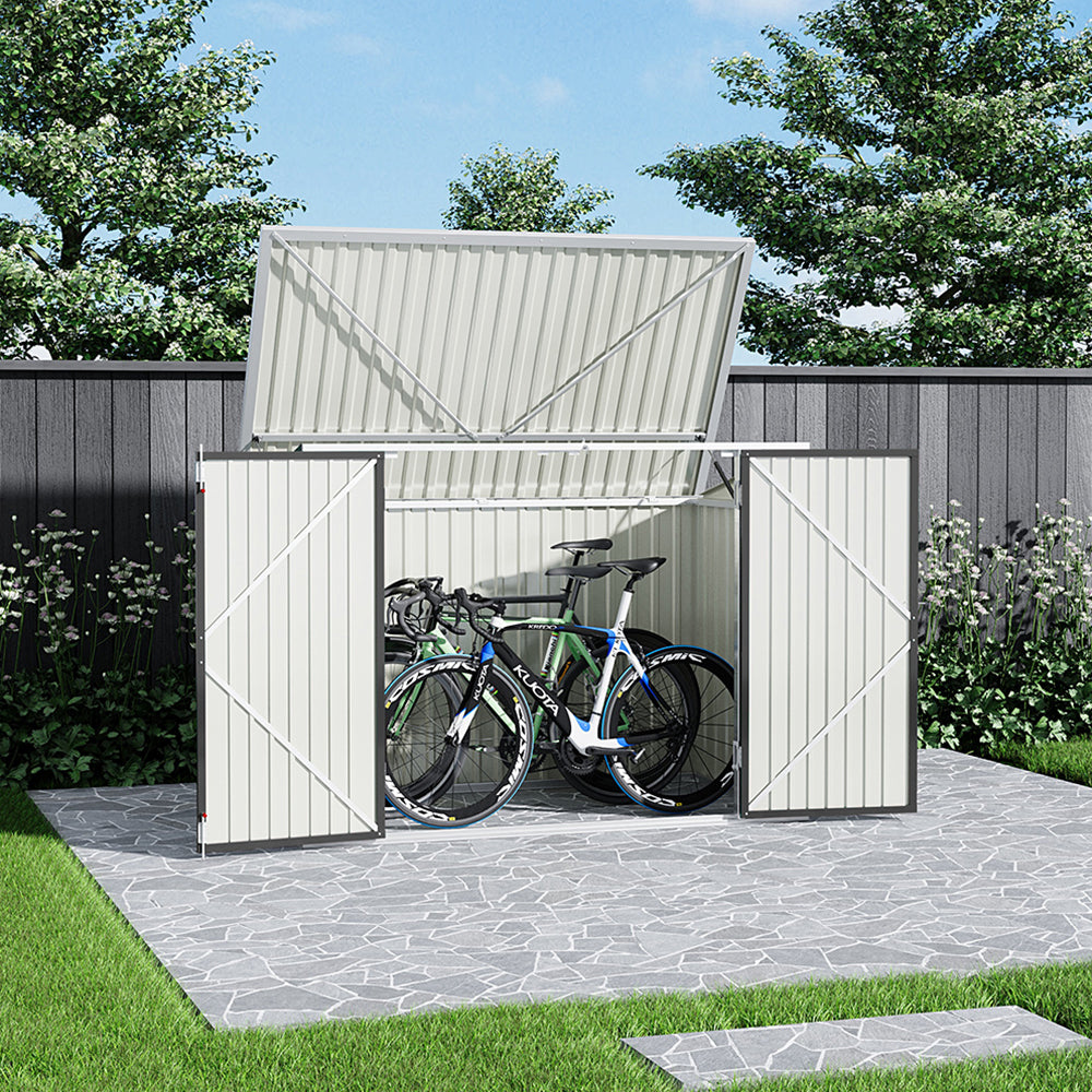 6x3ft Charcoal Black/Green/Grey Lockable Steel Garden Storage Shed