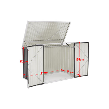 7x3ft Charcoal Black/Green/Grey Lockable Steel Garden Storage Shed