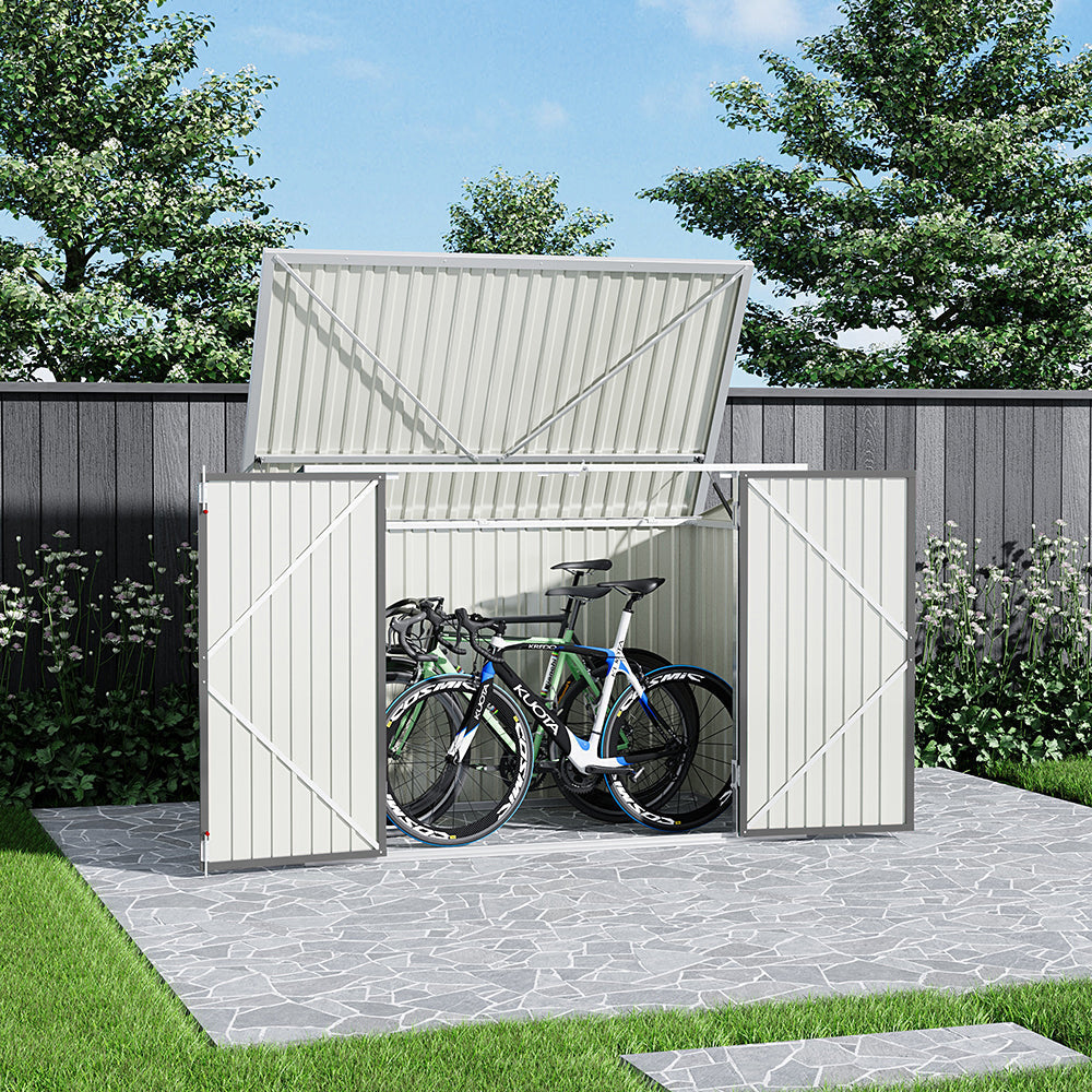 6x3ft Charcoal Black/Green/Grey Lockable Steel Garden Storage Shed