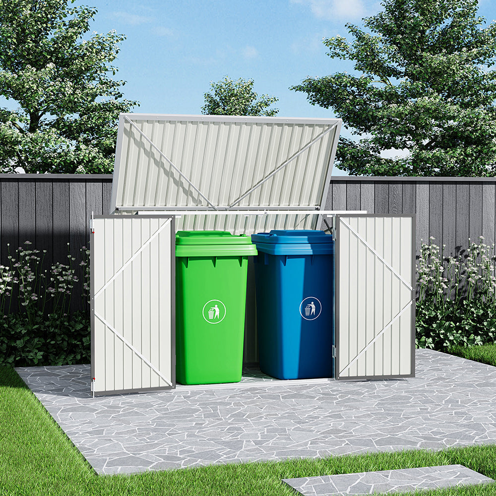 6x3ft Charcoal Black/Green/Grey Lockable Steel Garden Storage Shed