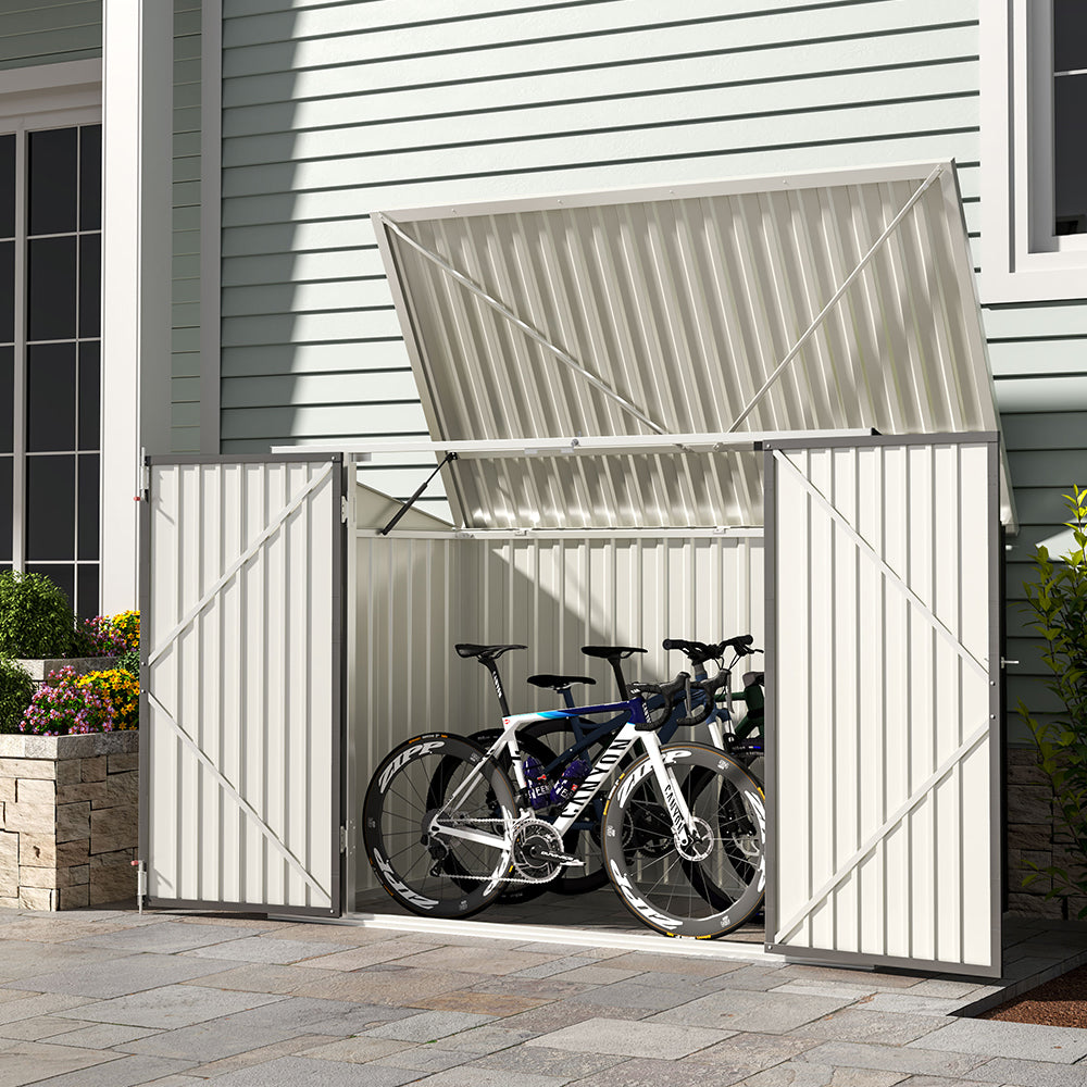 6x3ft Charcoal Black/Green/Grey Lockable Steel Garden Storage Shed