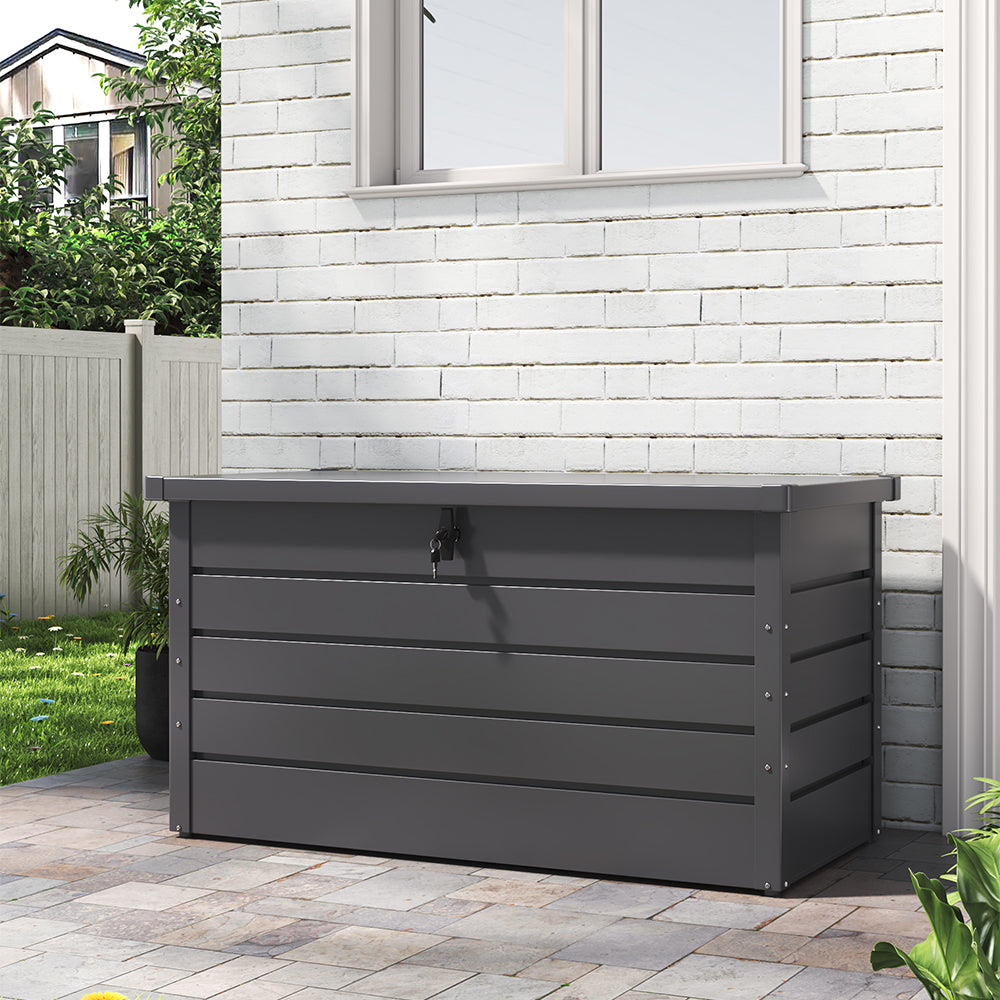 350L Grey Metal Lockable Garden Storage Box