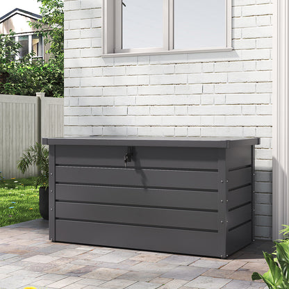 350L Grey Metal Lockable Garden Storage Box