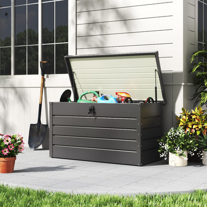 350L Grey Metal Lockable Garden Storage Box