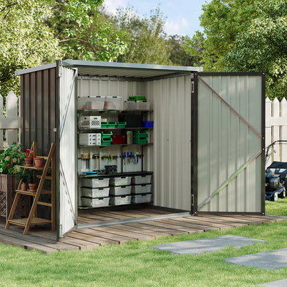 5x3ft Grey Outdoor Tool Storage Shed with Sloped Top