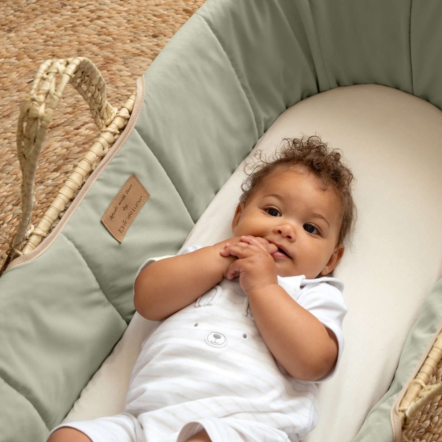 Clair De Lune Organic Palm Moses Basket - Handwoven Palm Leaf With Organic Cotton Lining For Breathable Sleep