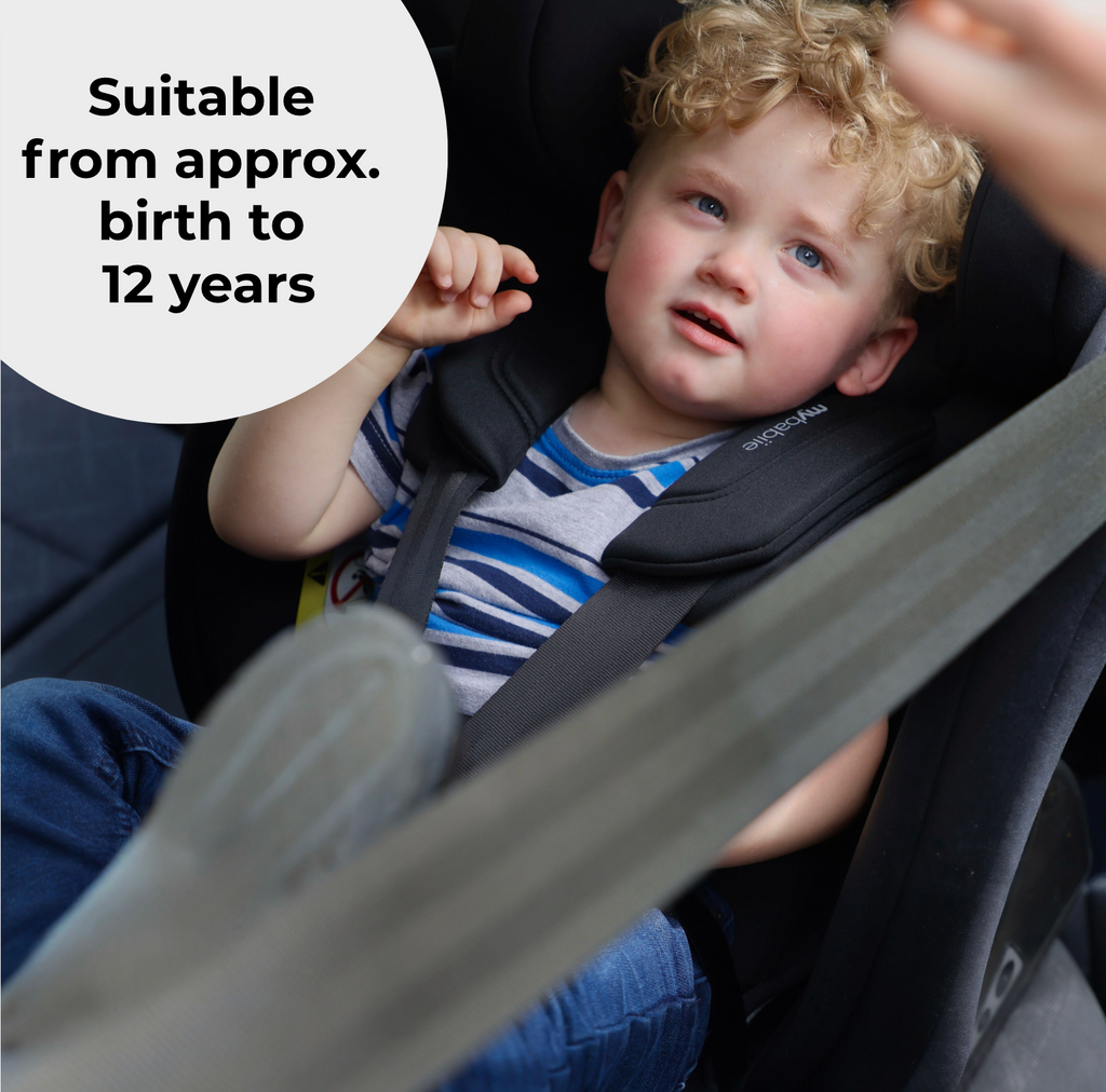 My Babiie MBCS100 2-In-1 Convertible R129 Car Seat Black - Grows With Your Child From Birth To 12 Years