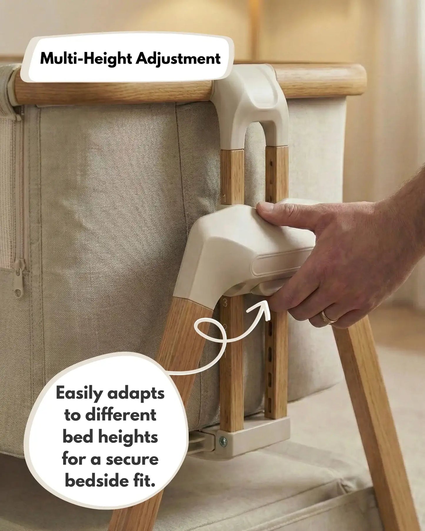 Sona Next To Me Crib Beige - Safe And Comforting Bedside Co Sleeping Crib For Newborns