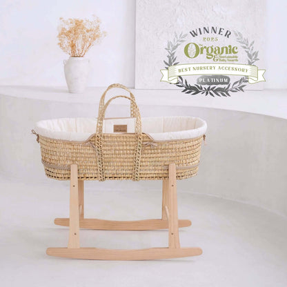 Clair De Lune Organic Palm Moses Basket - Handwoven Palm Leaf With Organic Cotton Lining For Breathable Sleep