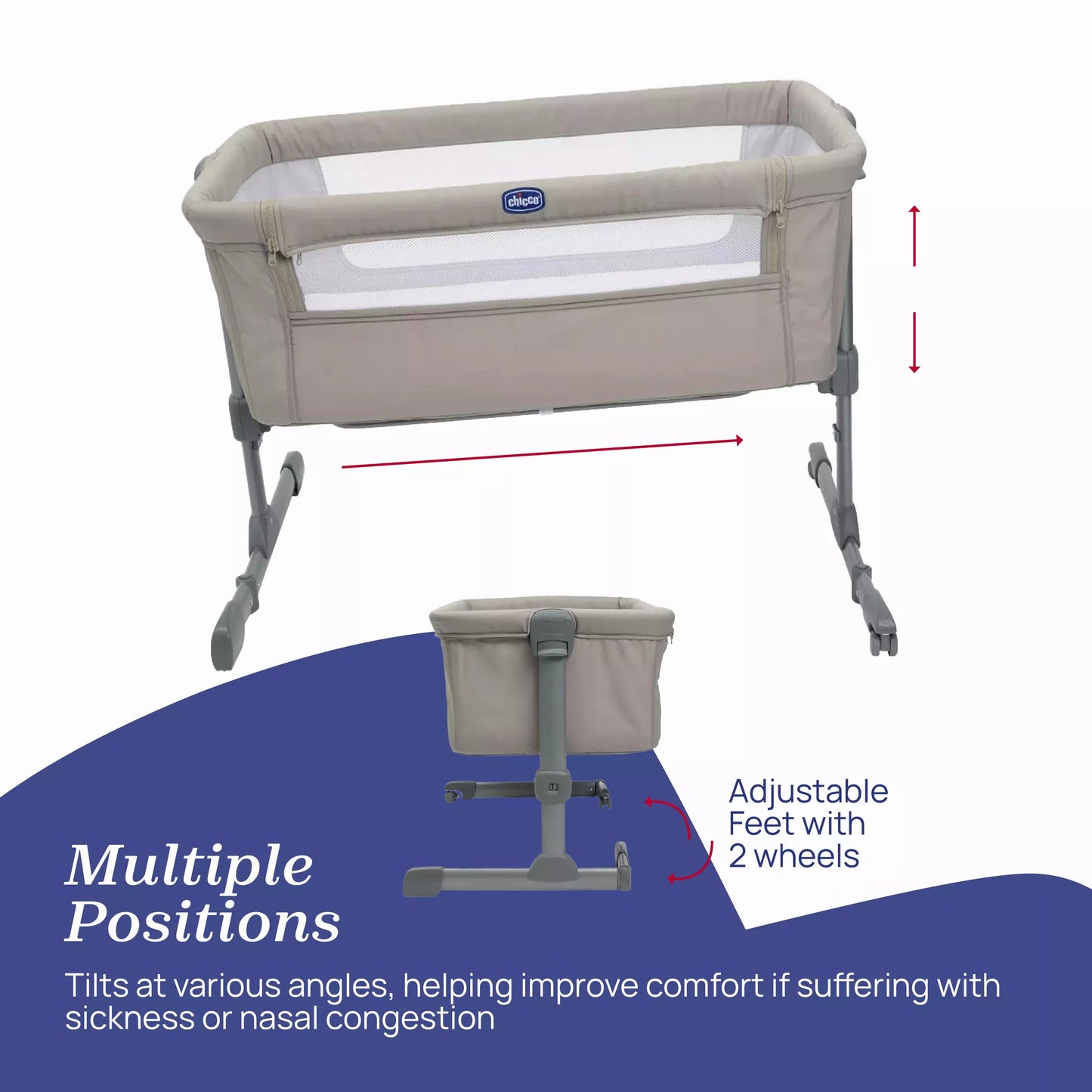 Chicco Next2Me Essential Bedside Crib In Dune - Sustainable Choice With Recycled Polyester Fabric