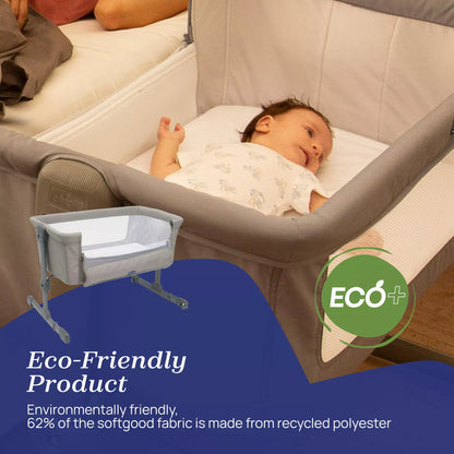 Chicco Next2Me Essential Bedside Crib In Dune - Sustainable Choice With Recycled Polyester Fabric