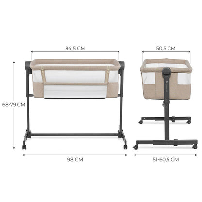 Kinderkraft Nestee Up 2 Bedside Crib - Co Sleeper and Standalone Cot for Close Nighttime Sleep Beige