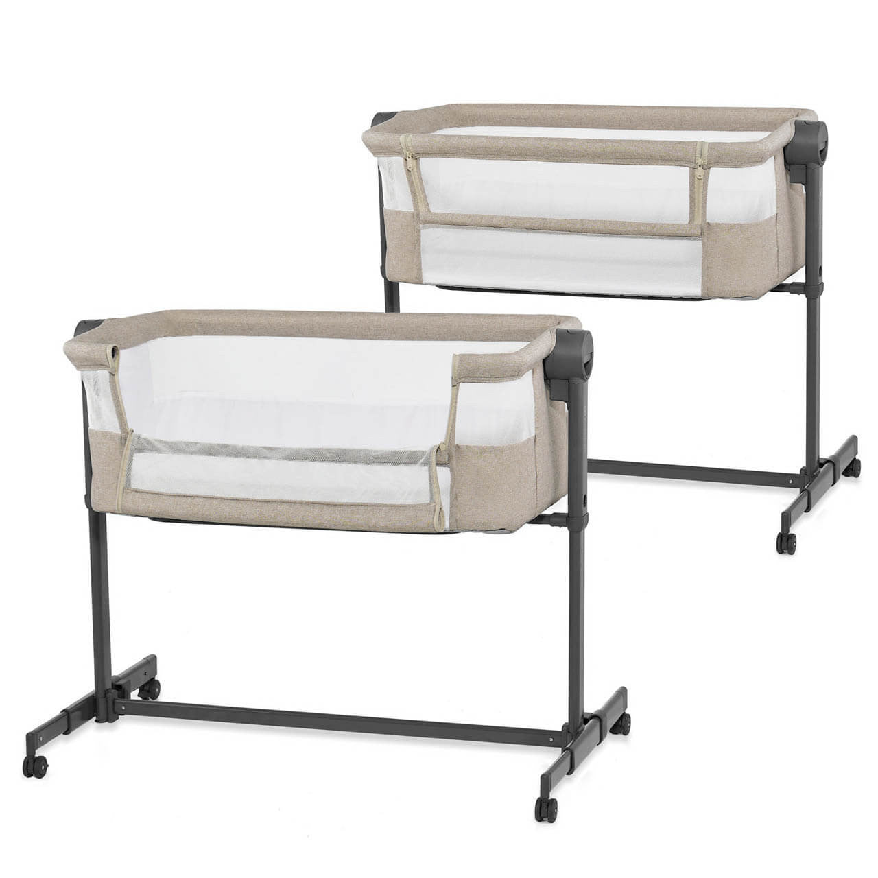 Kinderkraft Nestee Up 2 Bedside Crib - Co Sleeper and Standalone Cot for Close Nighttime Sleep Beige