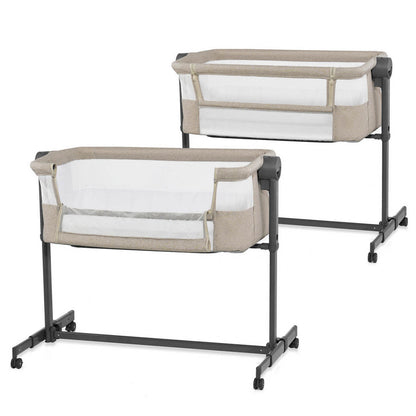 Kinderkraft Nestee Up 2 Bedside Crib Beige - Multifunctional Co-Sleeper And Standalone Baby Cot