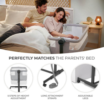 Kinderkraft Nestee Up 2 Bedside Crib - Co Sleeper and Standalone Cot for Close Nighttime Sleep Beige