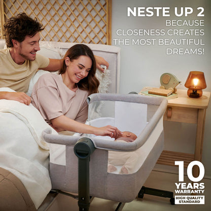 Kinderkraft Nestee Up 2 Bedside Crib - Co Sleeper and Standalone Cot for Close Nighttime Sleep Beige