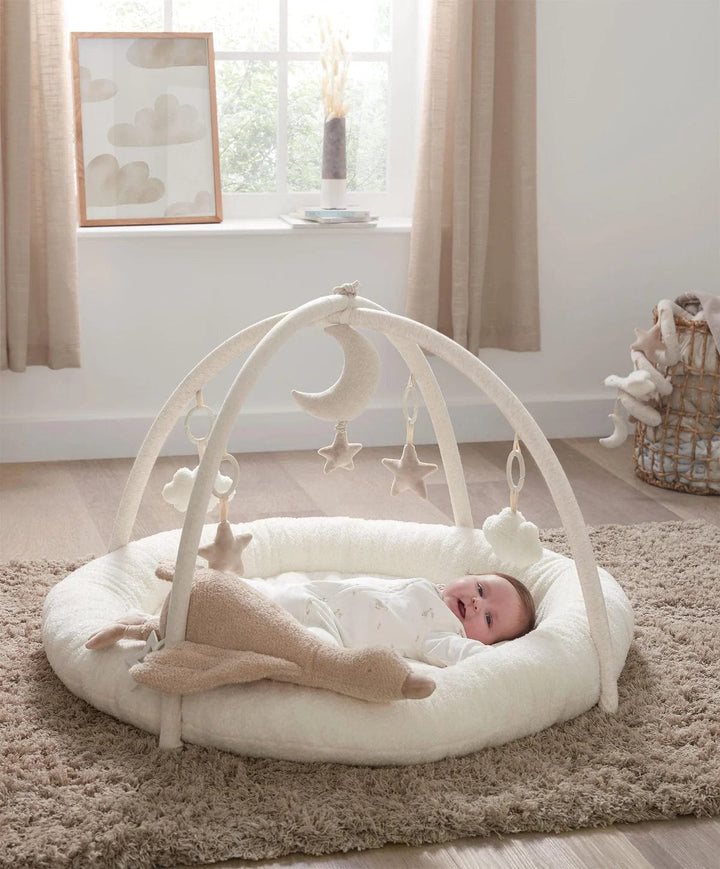 Mamas and Papas Playmat and Gym Welcome to the World Duckling - Quilted Faux Fur Base with Hanging Musical Toy