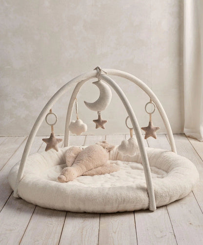 Mamas and Papas Playmat and Gym Welcome to the World Duckling - Quilted Faux Fur Base with Hanging Musical Toy