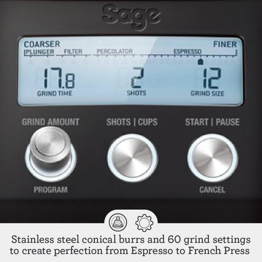 Sage the Smart Grinder™ Pro SCG820BTR Espresso Grinder for Home – Black/Silver