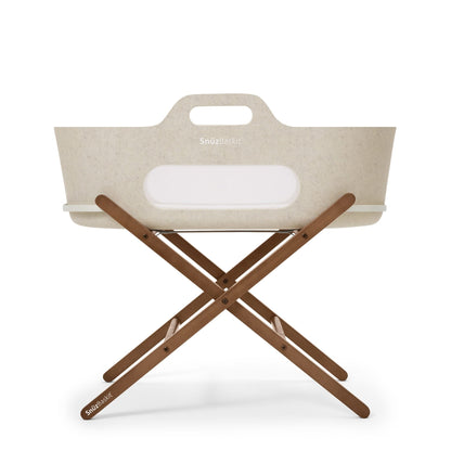 SnuzBaskit Barley Moses Basket And Walnut Stand - Timeless Comfort And Modern Convenience For Baby