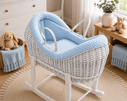 NurtureNest Wicker Deluxe Pod Baby Moses Basket With Stand - Cozy Traditional Wicker Bed For Newborn Safety